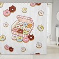 thumbnail image 1 of Manfei Cartoon Cat Donut Shower Curtain 72Wx78L, Cute Cake Bath Curtain, White Pink, 1 of 5