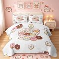 thumbnail image 1 of Manfei Cartoon Cat Donut Twin Quilt Set, Cute Cake Twin Coverlet Set, White Pink, 2-Piece, 1 Bedspread and 1 Pillowcase, 1 of 7