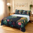 thumbnail image 1 of Manfei Cartoon Cat King Sheets, Boho Flower Botanical Bedding, Navy Green, 4pcs, 1 Flat Sheet, 1 Fitted Sheet and 2 Pillowcases, 1 of 6