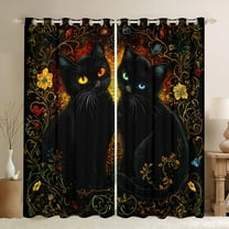Manfei Cartoon Cat Kitten Black Out Curtains for Kids, Mystic Bohemian Animal Curtains Pack of 2 (42x63 Each), Tribal Western Damask Bedroom Curtains, Curtains and Drapes Decor