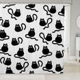 thumbnail image 1 of Manfei Cartoon Cat Shower Curtain 72Wx84L, Kawaii Art Kitten Bathroom Shower Curtain, Black White, 1 of 5