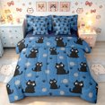 thumbnail image 1 of Manfei Cartoon Cat Twin Bedding, Kitten Paw Print Bedding Comforter Set, Deep Blue, Blue Reversible, 7 Pieces, 1 of 6