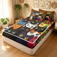 thumbnail image 1 of Manfei Cartoon Cat Zipper Full Size Comforter Sets with Fitted Sheet and 2 Pillowcases, Watercolor Love Heart Zipper Bedding Set, Dark Green, Black Reversible, 4pcs, 1 of 7