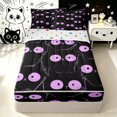thumbnail image 1 of Manfei Cartoon Cat Zipper Twin Comforter Sets with Fitted Sheet and 2 Pillowcases, Kawaii Abstract Kitten Zipper Bedding Set, Black Orchid, Polkadot Reversible, 4pcs, 1 of 7