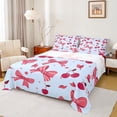 thumbnail image 1 of Homewish Cartoon Cherry Fruit Full Size Sheets for Kids, Blue Red Bowknot Bed Sheets, Kawaii Flower Floral Sheet Sets, Ultra Soft Bedroom Decor, 4pcs, 1 of 7