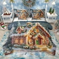 thumbnail image 1 of Manfei Cartoon Christmas House 7-Piece Bedding Comforter Set for Teen, Rustic Farmhouse King Bedding Sets, Lodge Cabin Reversible Bed Sheets, Microfiber Bedroom Decor, 1 of 7