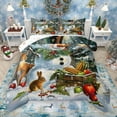thumbnail image 1 of Manfei Cartoon Christmas Snowman Queen Comforter Set,Kawaii Rabbit Deer Bedding Sets,Red Green White Bedding Comforter Set For Girl Boys Kids,Super Cozy Room Decor Reversible,3pcs, 1 of 9