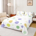 thumbnail image 1 of Manfei Cartoon Circular Queen Sheet Sets,Multicolor Polka Dots Flat Sheet,Yellow Green White Queen Fitted Sheet For Children,Breathable Home Decor,4pcs, 1 of 7