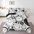 thumbnail image 1 of Manfei Cartoon Clock Full Size Comforter Sets, White Black Geometric Stripes Bedding Comforter Set, Teen Kid Child Reversible Bedding Sets, Super Cozy Room Decor, 3-Piece, 1 of 8