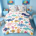 thumbnail image 1 of Manfei Cartoon Colorful Fish Coral Twin Bedding Sets for Kids Boys and Girls, Marine Animal Print Bedding Comforter Set, Polka Dots Reversible 7 Pieces, 1 of 6