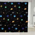 thumbnail image 1 of Manfei Cartoon Colorful Planets Shower Curtain 72Wx72L,Celestial Stars Bathroom Curtain,Black, 1 of 5
