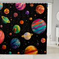 thumbnail image 1 of Manfei Cartoon Colorful Planets Shower Curtain 72Wx78L,Celestial Stars Dots Bath Curtain,Black, 1 of 5
