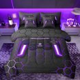thumbnail image 1 of Manfei Cartoon Console 7-Piece Twin Bedding Sets,Modern Video Game Bedding Comforter Set,Purple Geometric Honeycomb Sheet Sets For Boys Teens,Super Cozy Room Decor Reversible, 1 of 8