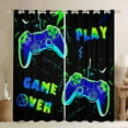 thumbnail image 1 of Manfei Cartoon Console Black Out Curtains,Modern Video Game Curtains Pack of 2 (42x63 Each),Green Blue Black Bedroom Curtains For Boys Teens,Super Cozy Room Decor, 1 of 6