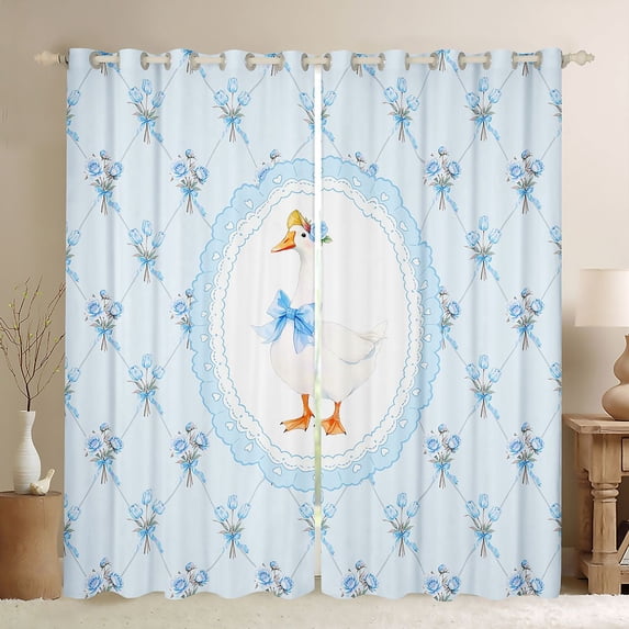 Manfei Cartoon Coquette Bowknot Blackout Curtains,Lovely Wildlife Goose Window Curtains Pack of 2 (38x45 Each)