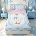 thumbnail image 1 of Manfei Cartoon Coquette Bowknot Zipper Twin Comforter Sets with Fitted Sheet and 2 Pillowcases,Lovely Wildlife Goose Zipper Bedding Set,Pink Reversible,4 Pieces, 1 of 7