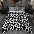 thumbnail image 1 of Manfei Cartoon Cow Print Queen Comforter Set,Cattle Pattern Bedding Sets,White Black Bedding Comforter Set For Kids,Ultra Soft Home Decor Reversible,3pcs, 1 of 8