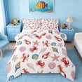 thumbnail image 1 of Manfei Cartoon Crab Lobster Seashell Queen Comforter Set for Kids Boys and Girls, Ocean Animal Bedding Comforter Set, Polka Dots Reversible 3-Piece, 1 Comforter and 2 Pillowcases, 1 of 6