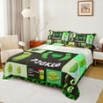 thumbnail image 1 of Manfei Cartoon Cucumber Pickle Bed Sheets, Funny Vegetables King Sheets, Black Green Patchwork Sheet Set, Luxury Bedroom Decor, 4-Piece, 1 of 7