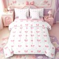 thumbnail image 1 of Manfei Cartoon Cute Bow 7-Piece Twin Bedding,Pink Princess Bowknot Bedding Comforter Set,Pink Reversible, 1 of 7