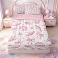 thumbnail image 1 of Manfei Cartoon Cute Bow Zipper Full Size Comforter Sets with Fitted Sheet and 2 Pillowcases,Pink Ocean Conch Shell Zipper Bedding Set,Pink Reversible,4-Piece, 1 of 7
