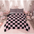 thumbnail image 1 of Manfei Cartoon Cute Bowknot Bedding Comforter Set, Pink Checkered Buffalo Twin Comforter Sets, Kawaii Princess Style Reversible Bedding Set, Super Cozy Room Decor, 2 Pieces, 1 of 9