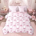 thumbnail image 1 of Manfei Cartoon Cute Bowtie 7-Piece Bedding Comforter Set,Kawaii Cherry King Bedding Sets,Pink Bow Tie Bed Sheets For Girls Kids,Luxury Bedroom Decor Reversible, 1 of 8