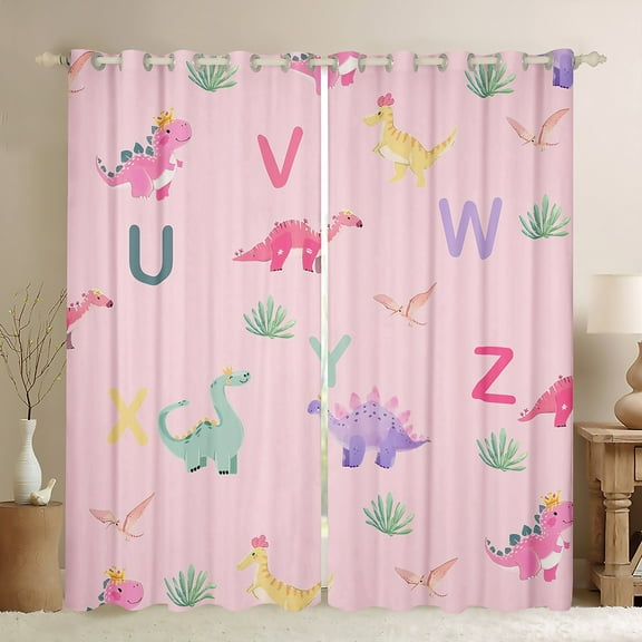 Manfei Cartoon Cute Dinosaur Black Out Curtains, Kawaii Monogrammed Curtains Pack of 2 (42x63 Each), Teens Boys Girls Kids Bedroom Curtains, Curtains and Drapes Bedroom Decor