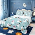thumbnail image 1 of Manfei Cartoon Cute Ghost Halloween King Sheets,Pumpkin With Bat Spider Web Bedding,4-Piece,1 Flat Sheet,1 Fitted Sheet and 2 Pillowcases, 1 of 6