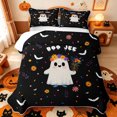 thumbnail image 1 of Manfei Cartoon Cute Ghost Quilt Full,Hello Fall Foliage Print Halloween Full Bedspread Sets,3pcs,1 Coverlet and 2 Pillowcases, 1 of 7