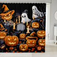 thumbnail image 1 of Manfei Cartoon Cute Ghost Shower Curtain 72Wx84L,Fall Thanksgiving Print Halloween Bathroom Shower Curtain, 1 of 5
