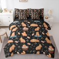 thumbnail image 1 of Manfei Cartoon Cute Kapibara 7pcs Bedding Comforter Set,Brown Animal Capybara Queen Bedding Sets,Rustic Flower Floral Queen Sheet Sets For Kids Girls,Ultra Soft Home Decor Reversible, 1 of 8