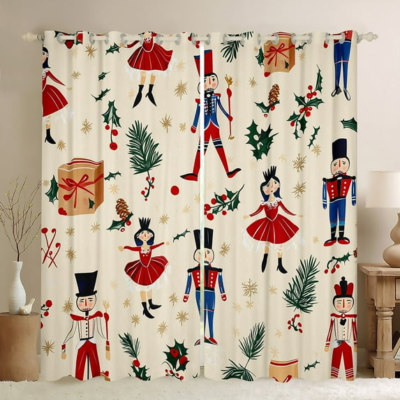 Manfei Cartoon Cute Princess Blackout Curtains Set of 2 (52x84 Each) for Kid, Nutcracker Royal Guarder Window Curtains, Merry Christmas Theme Curtains and Drapes, Curtains and Drapes Bedroom Decor