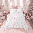 thumbnail image 1 of Manfei Cartoon Cute Ribbon Bedding Comforter Set, Girly Pink Bowknot Twin Comforter Sets, Teens Boys Girls Kids Reversible Bedding Set, Microfiber Bedroom Decor, 2 Pieces, 1 of 8
