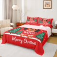 thumbnail image 1 of Homewish Cartoon Dachshund Animal Queen Sheet Sets, Xmas Tree Snowflake Flat and Fitted Sheet, Merry Christmas Breathable Home Decor, 4pcs, 1 of 7