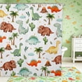 thumbnail image 1 of Manfei Cartoon Dino Animals Shower Curtain 72Wx72L,Kawaii Palm Tree Cactus Bathroom Curtain,White Brown, 1 of 5