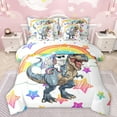 thumbnail image 1 of Manfei Cartoon Dinosaur 7 Pieces Bedding Comforter Set,Cute Unicorn Full Bedding Set,Colorful Stars Rainbow Fitted Sheet Flat Sheet For Girls Boys,Microfiber Bedroom Decor Reversible, 1 of 8