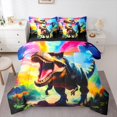 thumbnail image 1 of Manfei Cartoon Dinosaur Bedding Comforter Set 7 Pieces,Wild Aniaml Full Bedding Set,Colorful Sky Fitted Sheet Flat Sheet For Boys Kids,Ultra Soft Home Decor Reversible, 1 of 8