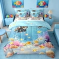 thumbnail image 1 of Manfei Cartoon Diving Cat Bedding Comforter Set for Kids Boys and Girls, Underwater Coral Fish Queen Bedding Sets, Polka Dots Reversible 7 Pieces, 1 of 6