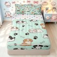 thumbnail image 1 of Manfei Cartoon Dog Illustration Zipper Queen Comforter Set with Fitted Sheet and 2 Pillowcases, Puppy Paw Bone Zipper Bedding Set, Green, Polkadot Reversible, 4 Pieces, 1 of 7