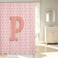 thumbnail image 1 of Manfei Cartoon Dot Monogrammed P Shower Curtain 72Wx78L,Pink Bath Curtain, 1 of 5