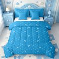 thumbnail image 1 of Manfei Cartoon Dreamy Bow 7-Piece King Bedding,Blue Princess Bowknot King Bed in a Bag,Reversible, 1 of 7