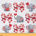 thumbnail image 1 of Manfei Cartoon Elephant Fabric by the Yard (3 Yards), Hearts Bow Tie Decorative Fabric by the Yard, Cute Wildlife Sewing & Crafting Fabric, Luxurious Living Room Decorative, 1 of 6