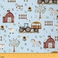 thumbnail image 1 of Manfei Cartoon Farmhouse Sewing & Crafting Fabric (10 Yards), Watercolor Sheep Horse Sunflower Home Decor Fabric by the Yard, Farm Life DIY Fabric, 1 of 6