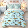 thumbnail image 1 of Manfei Cartoon Fish Queen Bedding, Marine Animal Bedding Comforter Set Queen, Light Blue, Polkadot Reversible, 7pcs, 1 of 6
