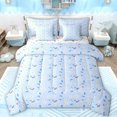 thumbnail image 1 of Manfei Cartoon Floral Daisy 7 Pieces Bedding Comforter Set,Rustic Plant Full Bedding Set,Blue White Fitted Sheet Flat Sheet For Boys Girls,Breathable Home Decor Reversible, 1 of 8