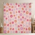 thumbnail image 1 of Manfei Cartoon Flower Child Black Out Curtains, Pink Blossoms Floral Curtains Pack of 2 (42x63 Each), Retro French Style Bedroom Curtains, Window Curtains Room Decor, 1 of 6
