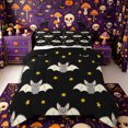 thumbnail image 1 of Manfei Cartoon Flying Bat Queen Comforter Set 3 Pieces, Halloween Spooky Animal Comforter Sets Queen, Black Gray Yellow,Black Reversible,1 Comforter and 2 Pillowcases, 1 of 6