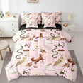 thumbnail image 1 of Manfei Cartoon Fox Owl Animal Bedding Comforter Set 7-Piece, Rustic Plant Botanical King Bedding Sets, Pink Bohemian Style Reversible Bed Sheets, Lightweight Room Decor, 1 of 7