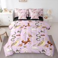 thumbnail image 1 of Manfei Cartoon Fox Owl Animal Bedding Comforter Set 7-Piece, Rustic Plant Botanical King Bedding Sets, Plum Bohemian Style Reversible Bed Sheets, Super Cozy Room Decor, 1 of 7